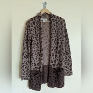 Ply Cashmere Leopard Print Open Cardigan – Chic & Cozy